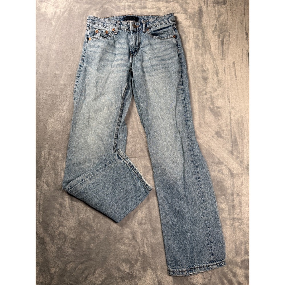 Aéropostale Baggy Leg Jeans Womens 0R Blue Denim Cotton 5-Pockets Low Rise